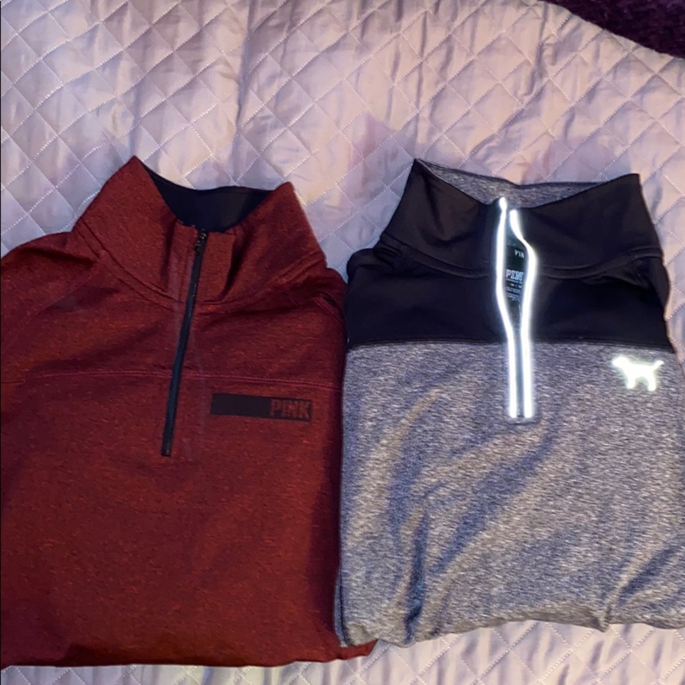 2 PINK Quarter Zips